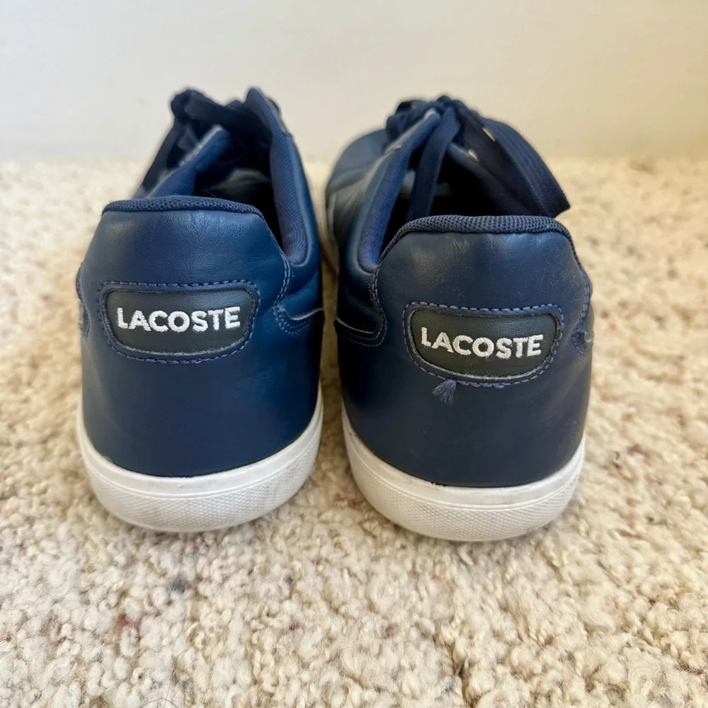 Lacoste Men’s Europa LCR3 Leather Sneaker Navy Size 13 Preppy Classic‎
